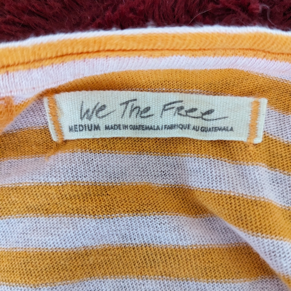 Free People We The Free "Pink Vitamin" Striped Angel Oversized Top Size M - Picture 3 of 10